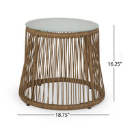 Conversation Set With Tempered Glass Table Top - Light Brown - R&R Furniture Gallery (Fountain Valley, CA)