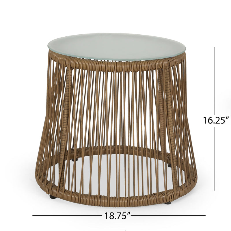 Conversation Set With Tempered Glass Table Top - Light Brown - R&R Furniture Gallery (Fountain Valley, CA)