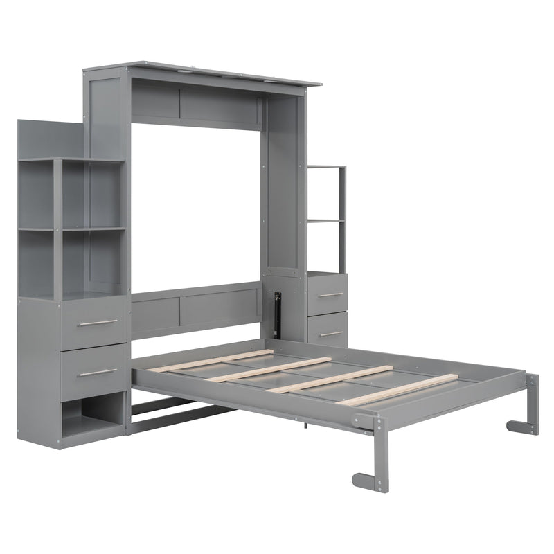 Murphy Wall Bed With LED Lights, Shelves And Drawers - R&R Furniture Gallery (Fountain Valley, CA)