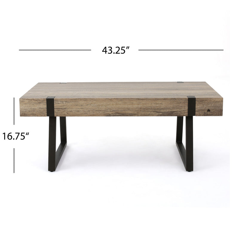 Abitha - Coffee Table With Industrial Powder Coated Metal Legs - R&R Furniture Gallery (Fountain Valley, CA)