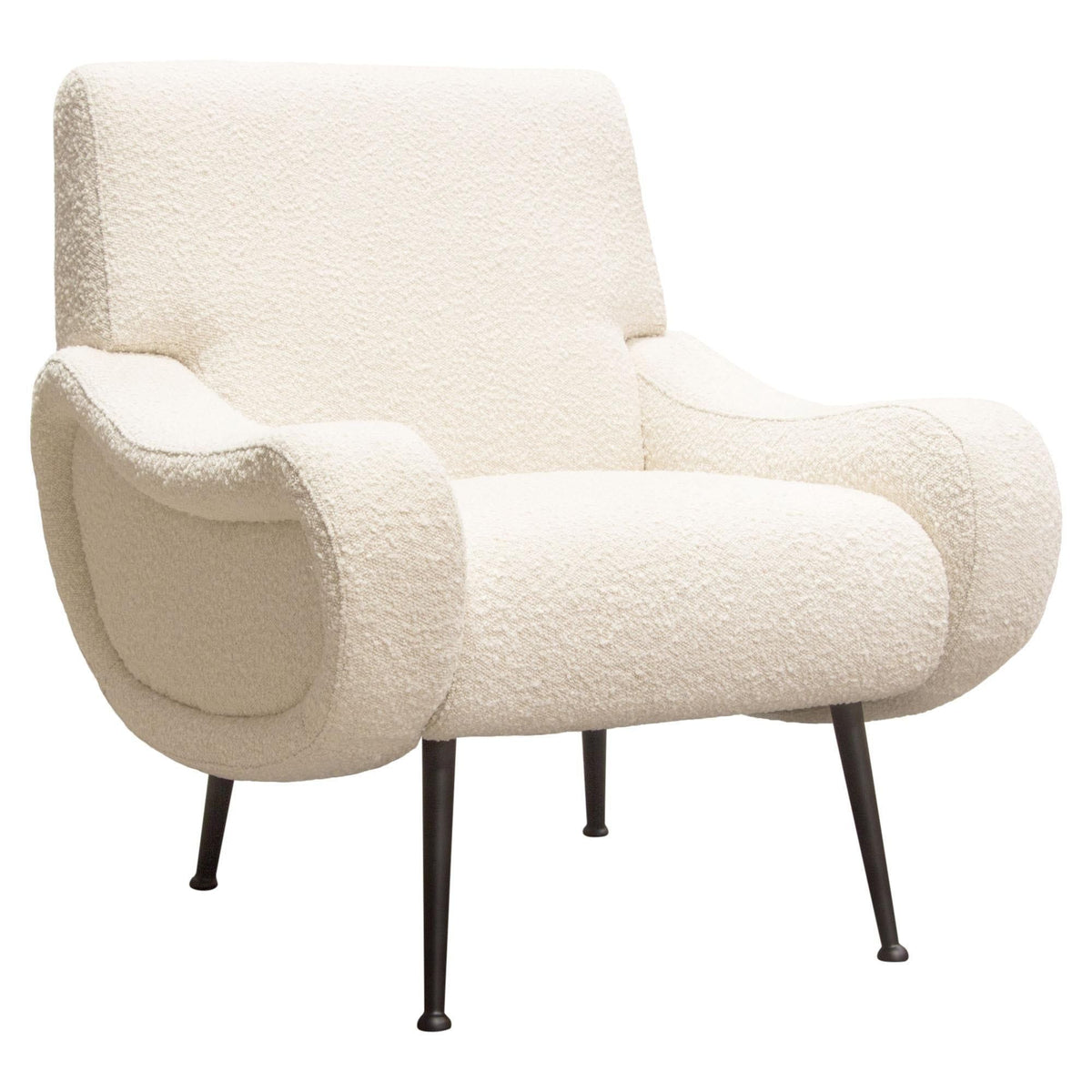 Cameron Accent Chair in Bone Boucle Textured Fabric w/ Black Leg by Diamond Sofa