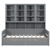 Daybed With Glass Door Storage Cabinets, Built In LED Lighting And Shelves - R&R Furniture Gallery (Fountain Valley, CA)
