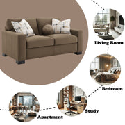 Darya - Loveseat With 3 Pillows - Brown Suede Fabric - R&R Furniture Gallery (Fountain Valley, CA)