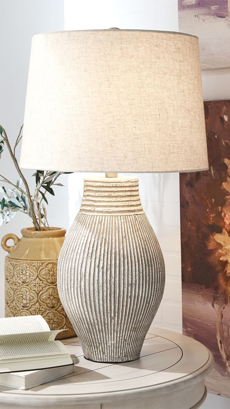 Layal - Paper Table Lamp  - Beige - R&R Furniture Gallery (Fountain Valley, CA)