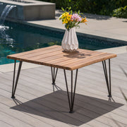 Outdoor Coffee Table With Slat Top And Metal Legs - Teak - R&R Furniture Gallery (Fountain Valley, CA)