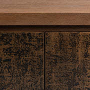 Classic Home Glendale 4-door buffet in toasted chestnut wood finish with sleek handles and spacious storage compartments.