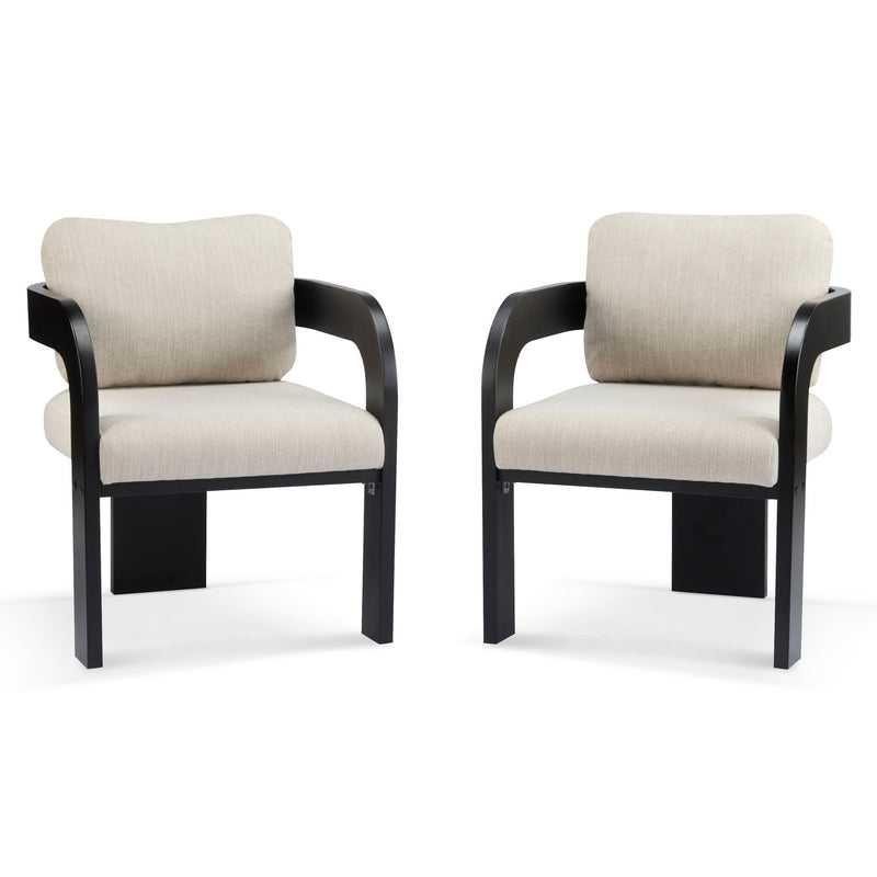 Dining Chairs With Pillow Back (Set of 2) - Beige / Black - R&R Furniture Gallery (Fountain Valley, CA)