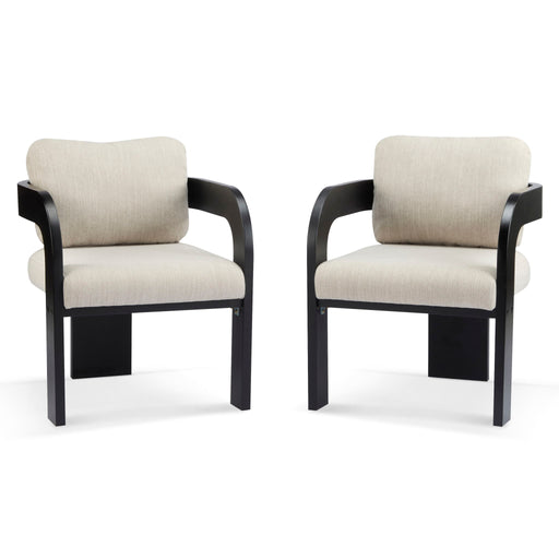 Dining Chairs With Pillow Back (Set of 2) - Beige / Black - R&R Furniture Gallery (Fountain Valley, CA)
