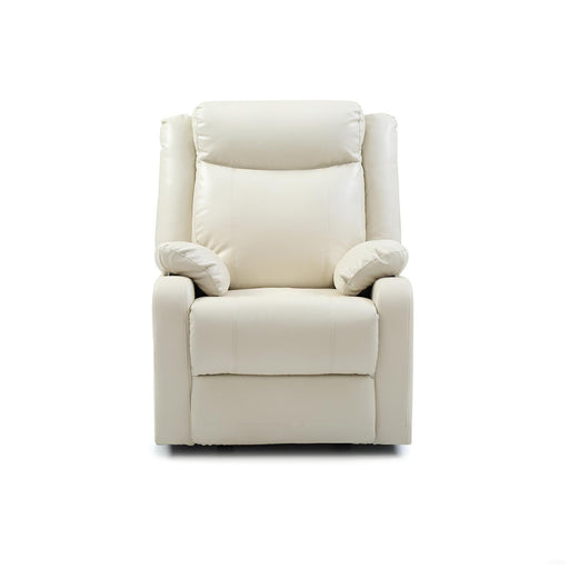 Glory Furniture Ward rocker recliner with plush fabric upholstery and padded armrests, designed for comfort and relaxation.