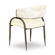 Tatum - Vegan Leather And 2-Tone Jacquard Dining Chair - Cream - R&R Furniture Gallery (Fountain Valley, CA)