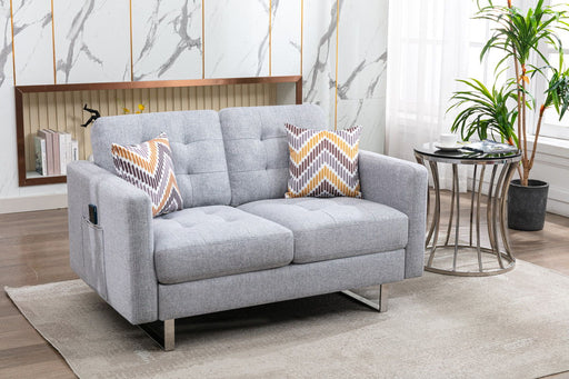 Victoria - Fabric Loveseat With Metal Legs, Side Pockets, And Pillows - R&R Furniture Gallery (Fountain Valley, CA)