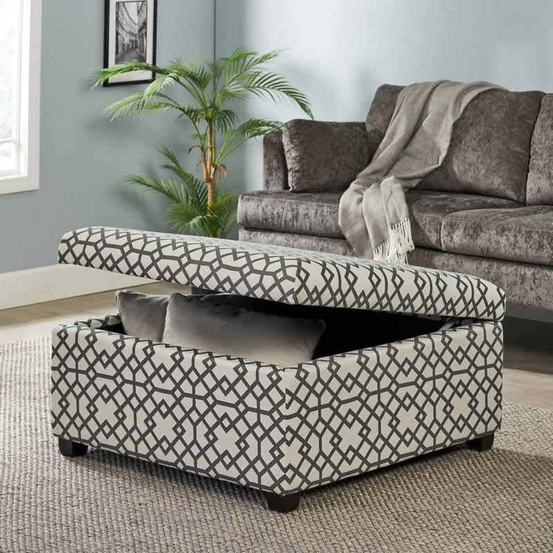 Richmond - Storage Ottoman With Unique Pattern And Ample Storage - Gray - R&R Furniture Gallery (Fountain Valley, CA)