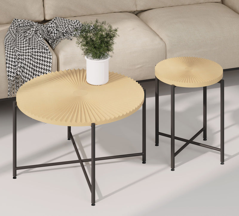 Radial - Pattern Coffee And End Table Set Waterproof Cover, Distressed Cylindrical Design (Set of 2) - R&R Furniture Gallery (Fountain Valley, CA)