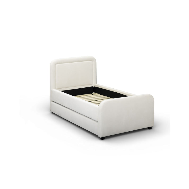TOV Furniture Briella trundle bed with a sleek wooden frame and integrated pull-out trundle, ideal for space-saving sleeping solutions.