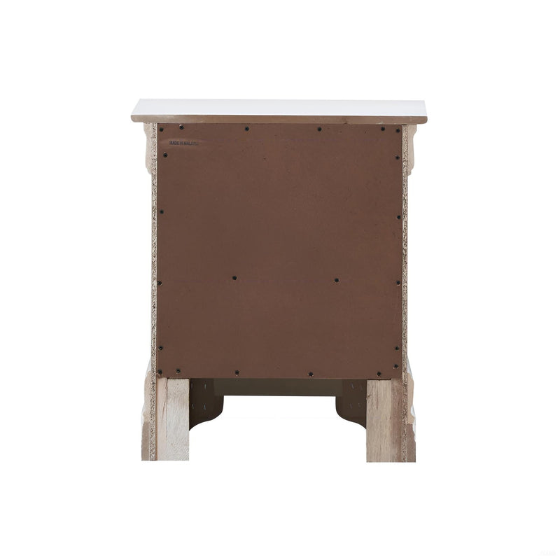 Silver champagne accent nightstand from Glory Furniture featuring a sleek modern design with a smooth top and stylish legs.