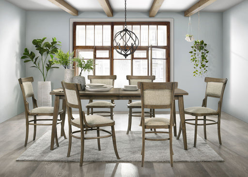 Bistro - Dining Table With Off Fabric Dining Chairs - R&R Furniture Gallery (Fountain Valley, CA)