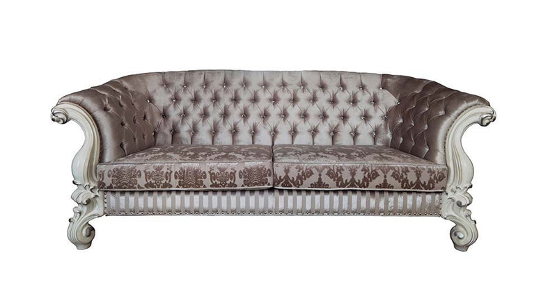 Versailles - Sofa With 7 Pillows - Ivory Fabric & Bone White - R&R Furniture Gallery (Fountain Valley, CA)