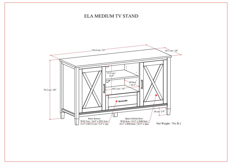 Ela - Medium TV Stand - Smoky Brown - R&R Furniture Gallery (Fountain Valley, CA)