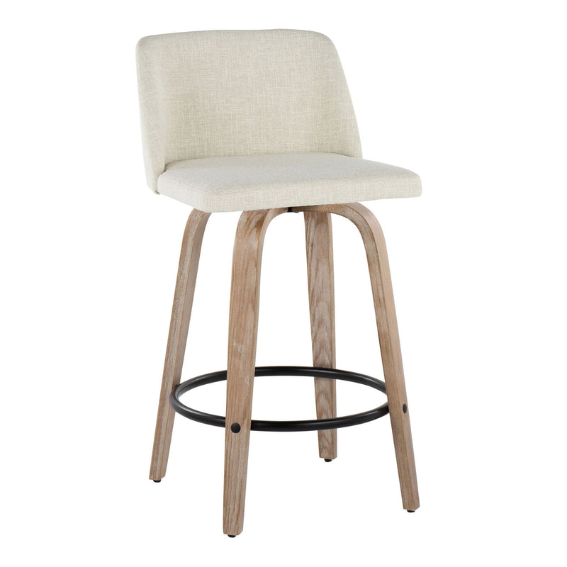 Toriano - Contemporary Fixed Height Counter Stool Swivel & Round Footrest (Set of 2) - R&R Furniture Gallery (Fountain Valley, CA)