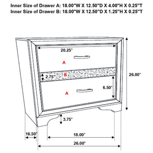 Transitional 2 Drawer Nightstand With Hidden Jewelry Tray