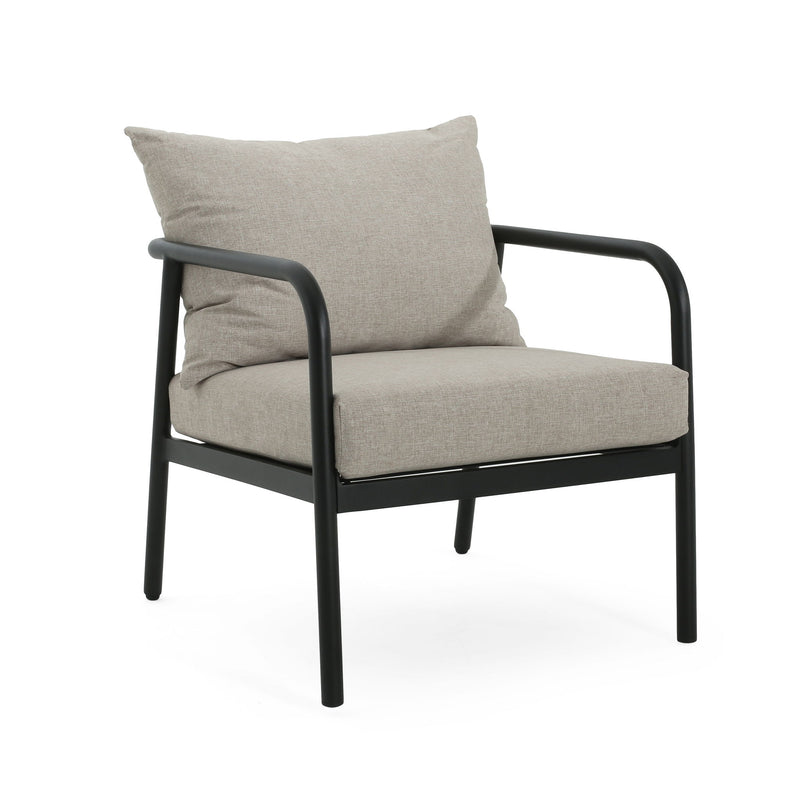 Leora - Modern Minimalist Round Tube Sofa Chair With Cushions - Beige / Black - R&R Furniture Gallery (Fountain Valley, CA)