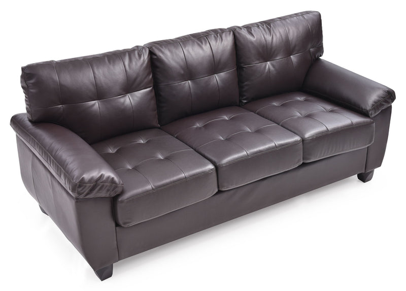 Comfortable stationary sofa by Glory Furniture with plush cushions and neutral fabric upholstery, ideal for living room seating.