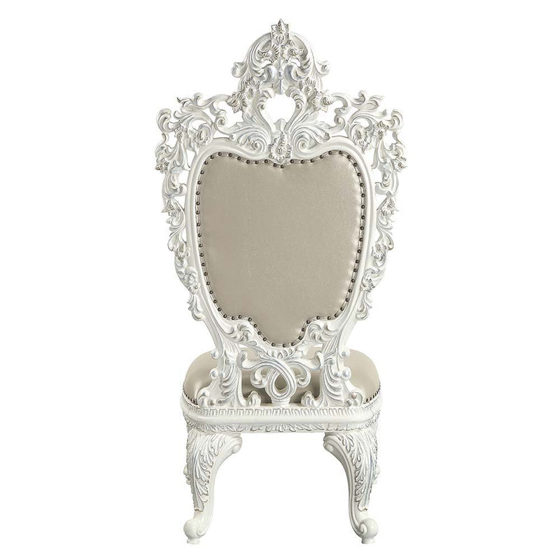 Vanaheim - Side Chair (Set of 2) - Beige Synthetic Leather & Antique White - R&R Furniture Gallery (Fountain Valley, CA)
