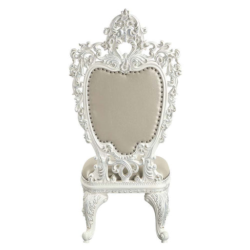 Vanaheim - Side Chair (Set of 2) - Beige Synthetic Leather & Antique White - R&R Furniture Gallery (Fountain Valley, CA)