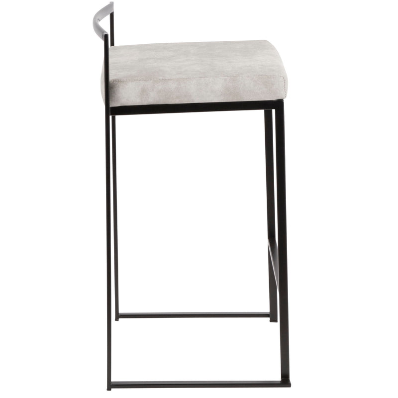 Lumi Source Fuji contemporary style stackable counter stool set with sleek design and wooden legs, ideal for modern kitchen counters.