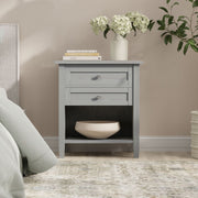 Handcrafted Warm Shaker bedside table by Simpli-Home, accent nightstand with wood finish and single drawer for bedroom decor.