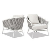 Rowan - Rope Barrel Back Patio Accent Arm Chair (Set of 2) - Optic White - R&R Furniture Gallery (Fountain Valley, CA)