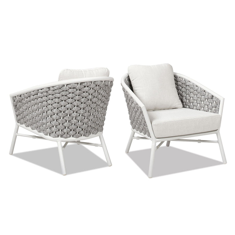 Rowan - Rope Barrel Back Patio Accent Arm Chair (Set of 2) - Optic White - R&R Furniture Gallery (Fountain Valley, CA)