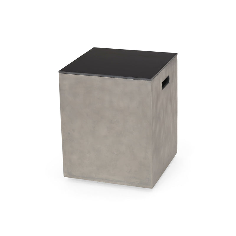 Modern black and gray MGO tank holder side table with ceramic top, designed for stylish storage and decor.