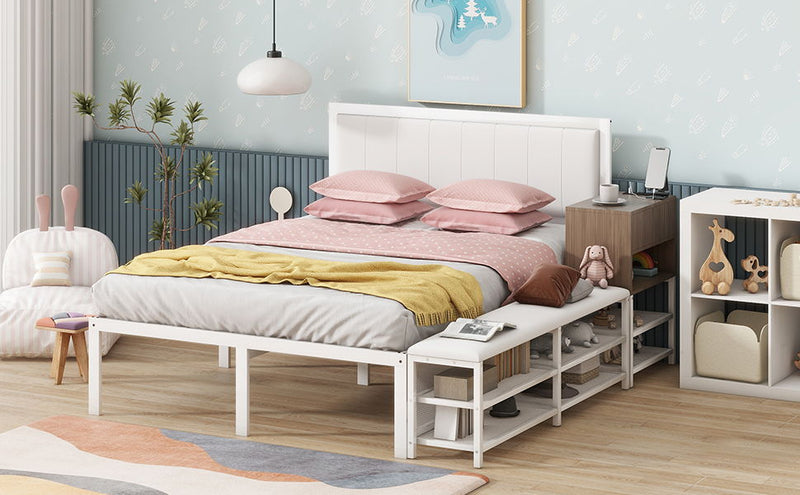 Platform Bed With 2 Tier Storage Shelves, Storage Cabinet - R&R Furniture Gallery (Fountain Valley, CA)