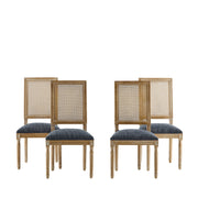 French Country Dining Chair With Rectangular Cane Backrest And Smooth Upholstered Seating - R&R Furniture Gallery (Fountain Valley, CA)