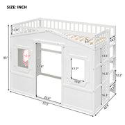 DreamHaus house loft bed with ladder, featuring a cozy sleeping area and sturdy wooden frame in a modern bedroom setting.