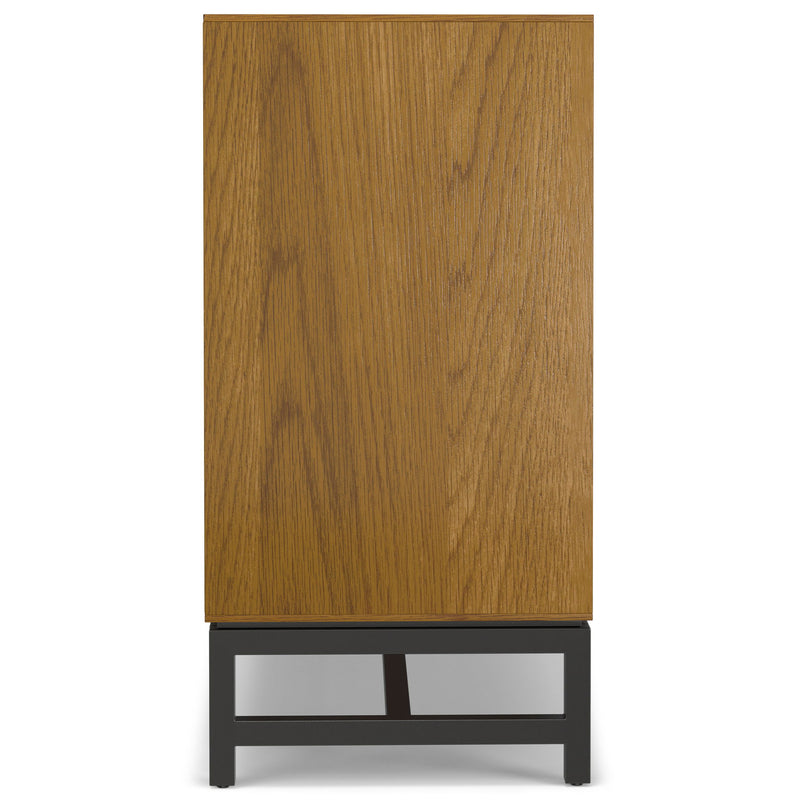 Modern industrial Banting sideboard by Simpli-Home with centre drawers, featuring oak or walnut finish and sleek storage design.