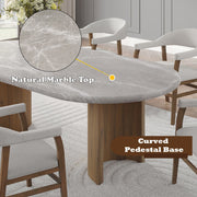 Darcy - Dining Table - Natural Marble Top & Dark Walnut - R&R Furniture Gallery (Fountain Valley, CA)