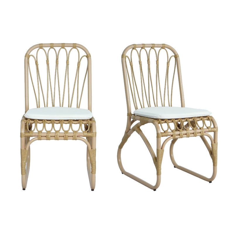 Outdoor Wicker Dining Chairs With Washable Cushion (Set of 2) - R&R Furniture Gallery (Fountain Valley, CA)