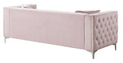 Glory Furniture Paige stationary sofa with plush fabric upholstery and modern design, shown in a cozy living room setting.
