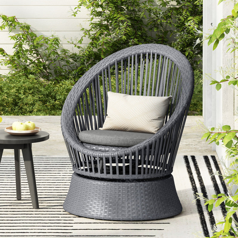 Modern Swivel Wicker Lounge Chair With Round Design - R&R Furniture Gallery (Fountain Valley, CA)