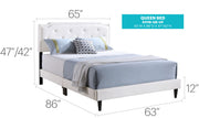 Button tufted upholstered bed by Glory Furniture with a cozy, elegant design, featuring a padded headboard and plush fabric.
