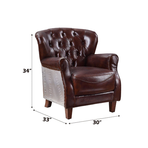Brancaster - Accent Chair - Vintage Brown & Aluminum - R&R Furniture Gallery (Fountain Valley, CA)