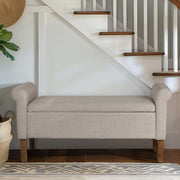 Upholstered Storage Bench With Rolled Armrests - Beige - R&R Furniture Gallery (Fountain Valley, CA)