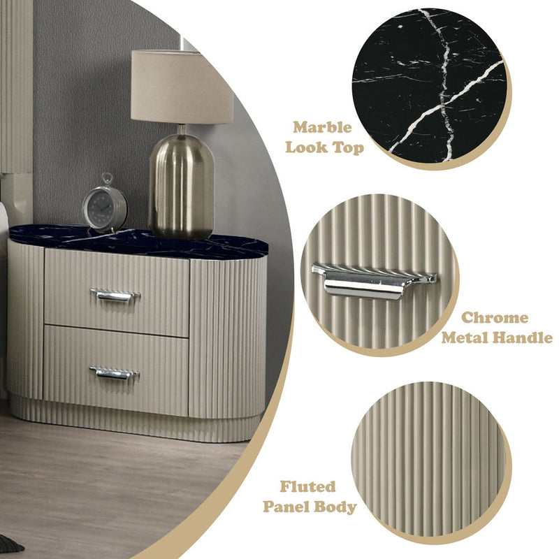 Travonte - Nightstand - Gray / Beige - R&R Furniture Gallery (Fountain Valley, CA)