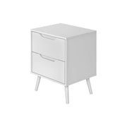 Modern 8th Street accent table with storage drawers, featuring a sleek design and functional surface for living room decor.