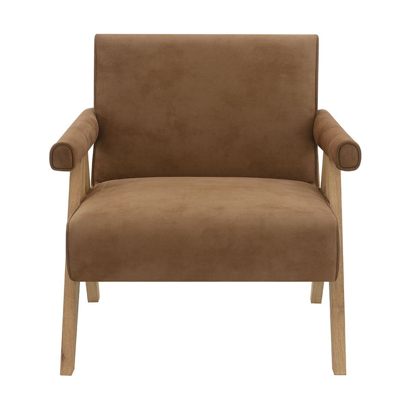 Zoey - Accent Chair - Chocolate Suede & Oak - R&R Furniture Gallery (Fountain Valley, CA)
