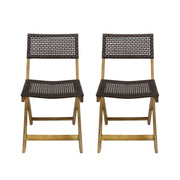 Noble House Bistro foldable armless chair with a wicker backrest and metal frame, ideal for casual outdoor or indoor seating.
