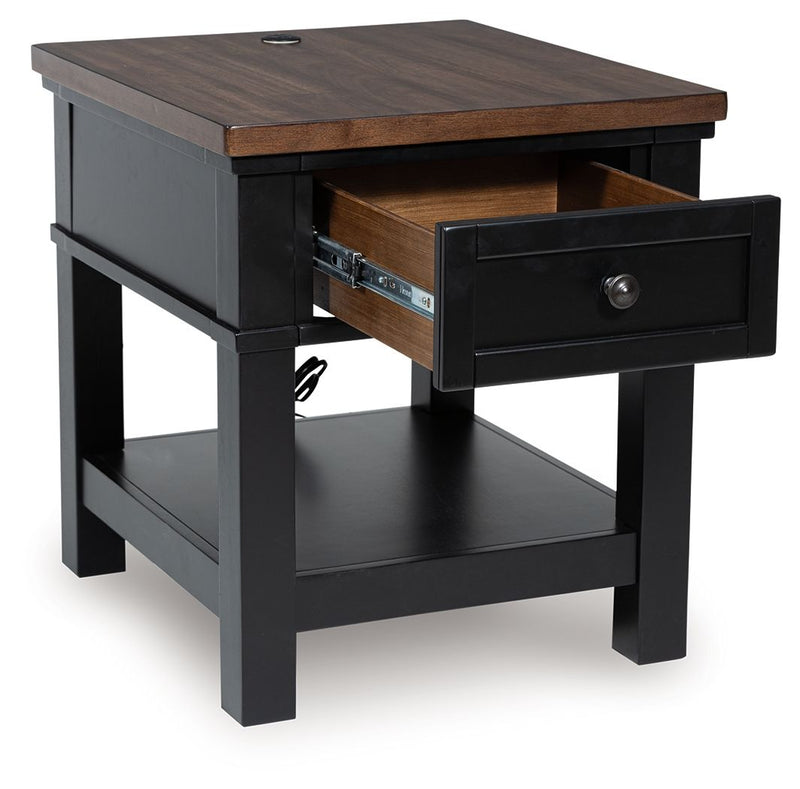 Wildenauer - Rectangular End Table - Brown / Black - R&R Furniture Gallery (Fountain Valley, CA)