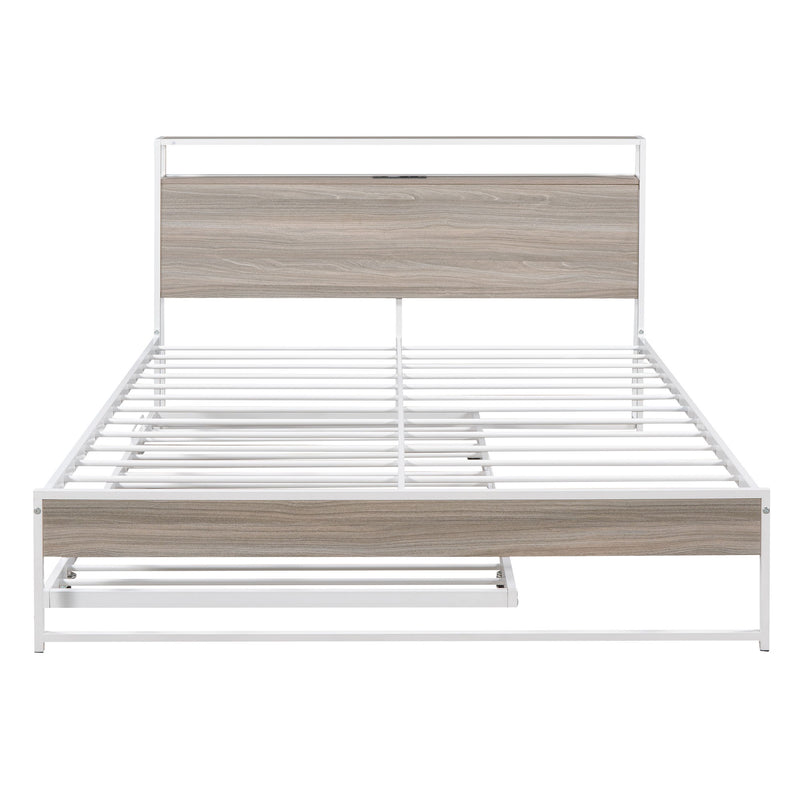 Platform Bed Frame With Trundle, USB Ports And Slat Support, No Box Spring Needed - R&R Furniture Gallery (Fountain Valley, CA)